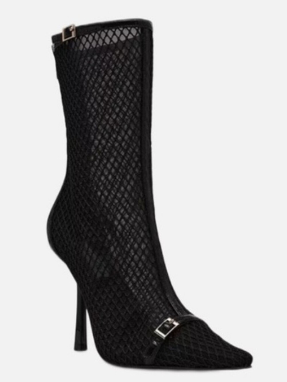 Steve Madden Ashlin Mesh Black Stiletto Heel Dress Boots Size 6